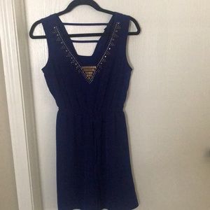 Blue short dress with gold studs on top